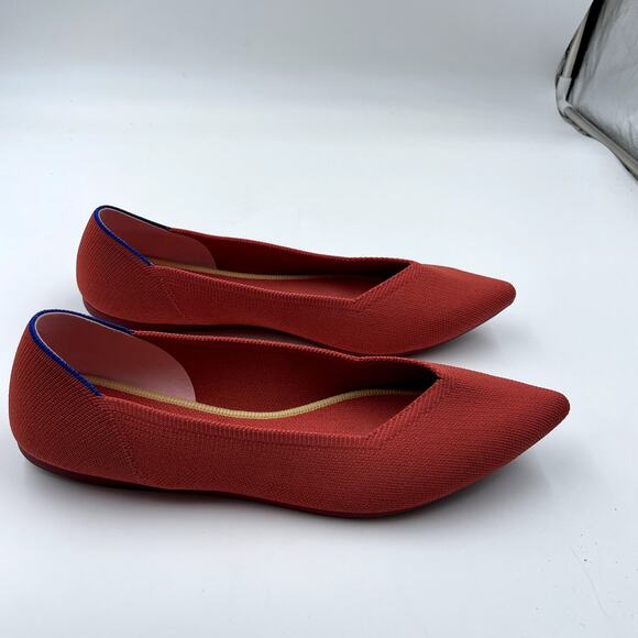 Rothy's The Point Flat in Hot Chili Red Knit Women's Washable Shoes - Size 12 - Picture 5 of 8